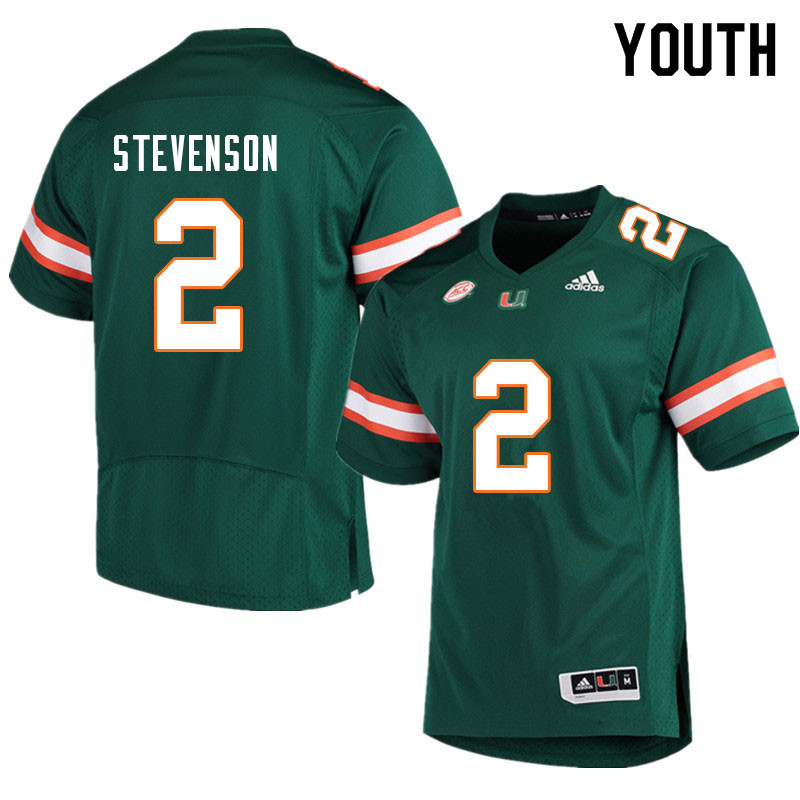 Youth #2 Tyrique Stevenson Miami Hurricanes College Football Jerseys Sale-Green - Click Image to Close